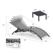 PURPLE LEAF Patio Chaise Lounge Set Outdoor Lounge Chair Beach Pool Sunbathing Lawn Lounger Outside Side Table Included - Purpleleaf Canada