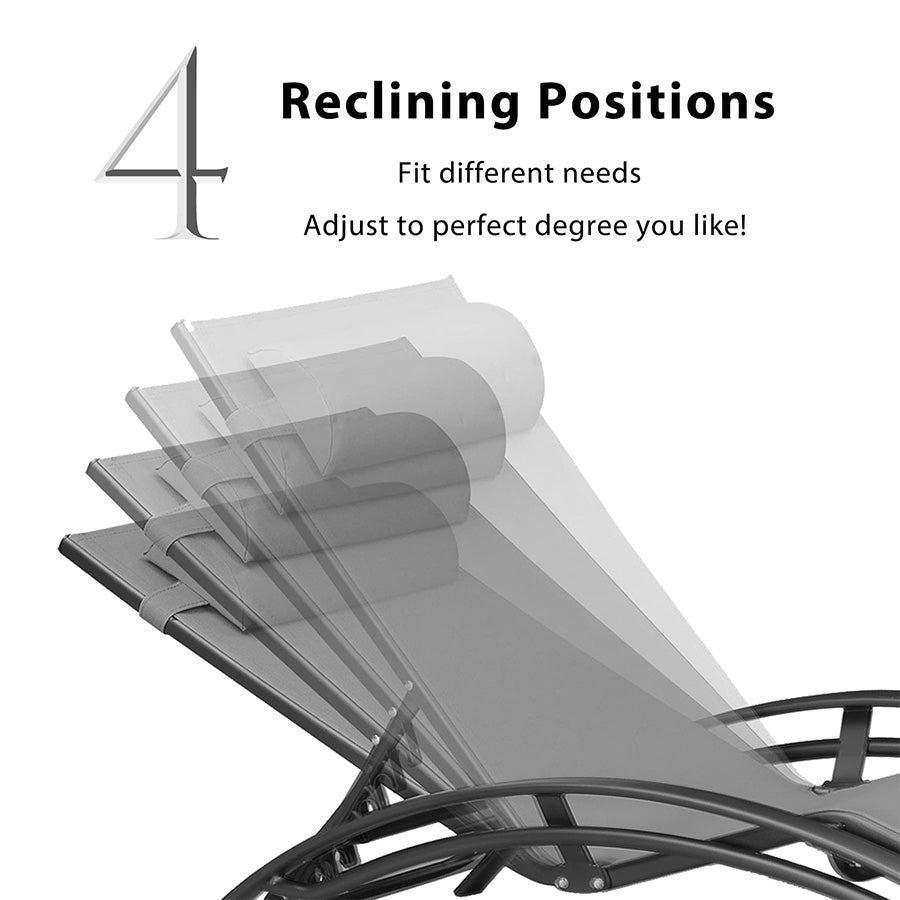 PURPLE LEAF Patio Chaise Lounge Set Outdoor Lounge Chair Beach Pool Sunbathing Lawn Lounger Outside Side Table Included - Purpleleaf Canada