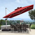 PURPLE LEAF Double Top Deluxe Solar Powered LED Square Patio Umbrella Offset Hanging Umbrella Outdoor Market Umbrella Garden Umbrella - Purpleleaf Canada