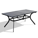PURPLE LEAF Outdoor Dining Table with Height Adjustable Feet and Slatted Tabletop Large Aluminum Rectangle Patio Table for Garden Porch Deck