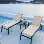 PURPLE LEAF Outdoor Chaise Lounge 3 Pieces Aluminum Patio Lounge Chair with Side Table - Purpleleaf Canada