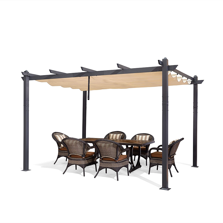 PURPLE LEAF Outdoor Retractable Pergola Patio Shelter for Garden Porch ...