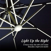 PURPLE LEAF 9X12 Solar powered LED Patio Umbrella Outdoor Umbrella Large Cantilever Umbrella with LED lights Offset Umbrella - Purpleleaf Canada