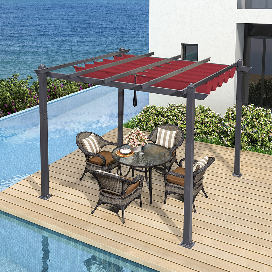 PURPLE LEAF Outdoor Retractable Pergola Patio Shelter for Garden Porch ...
