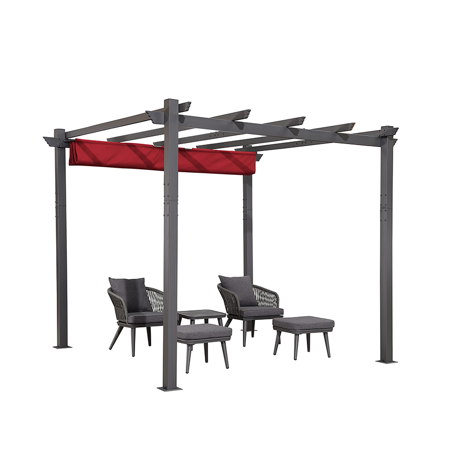 PURPLE LEAF Outdoor Retractable Pergola Patio Shelter for Garden Porch ...