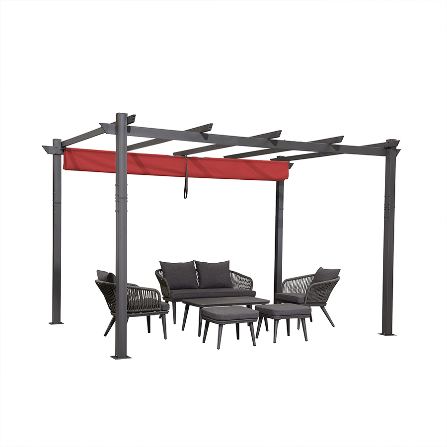 PURPLE LEAF Outdoor Retractable Pergola Patio Shelter for Garden Porch ...