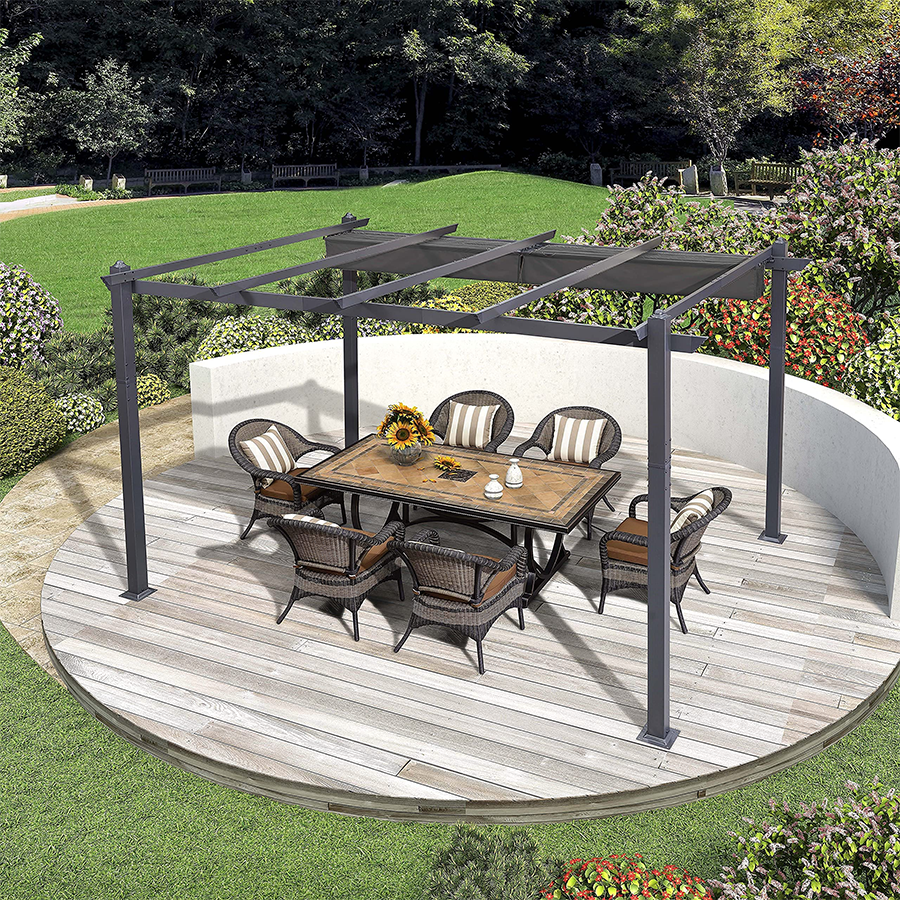 PURPLE LEAF Outdoor Retractable Pergola Patio Shelter for Garden Porch ...