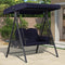 PURPLE LEAF Outdoor Patio Porch Swing with Stand, 2-3 seat Swing Chair with Adjustable Tilt Canopy All-Weather Steel Frame for Backyard Front Porch Lawn, Cushions and Pillow Included - Purple