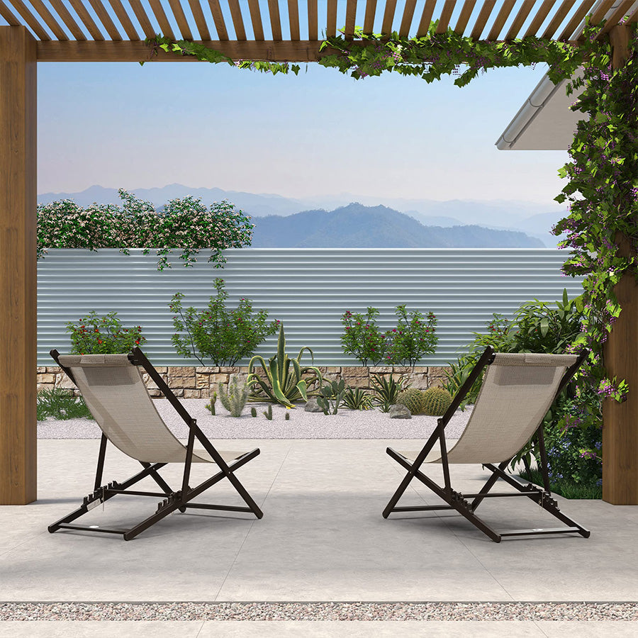 PURPLE LEAF Patio Outdoor Beach Sling Chair Folding Camping Lounge Canva Fishing Pool Side Chairs Set of 2 with Cushioned Headrest - Purpleleaf Canada