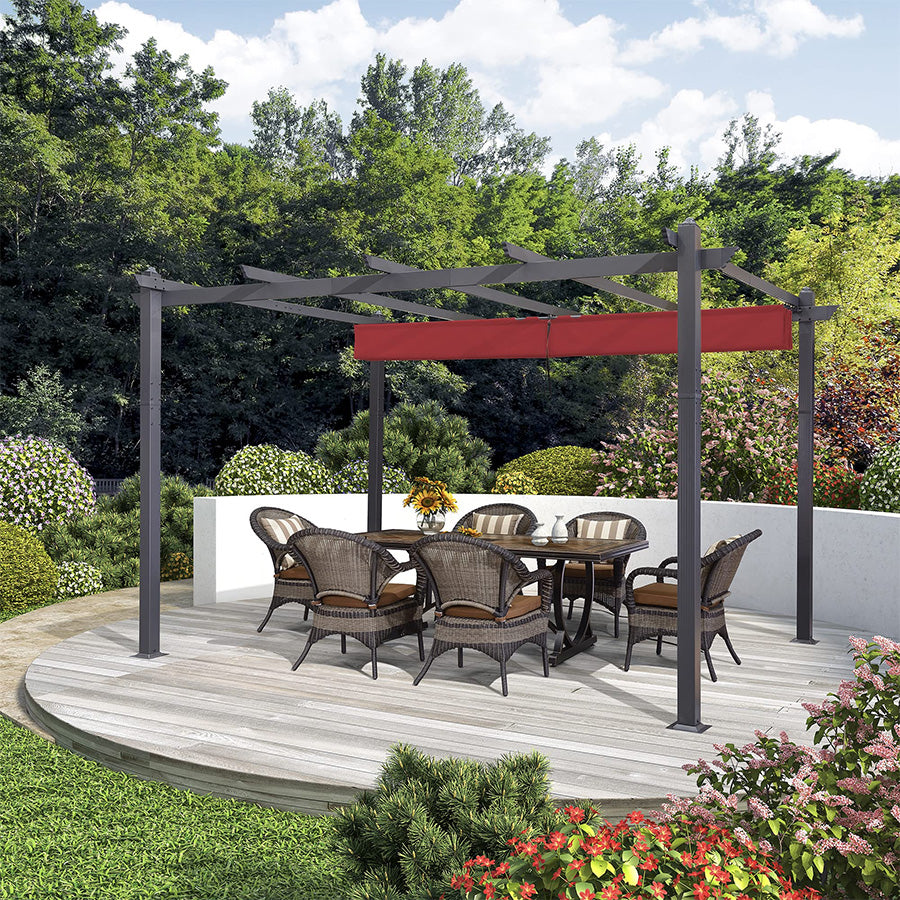 PURPLE LEAF Outdoor Retractable Pergola Patio Shelter for Garden Porch ...