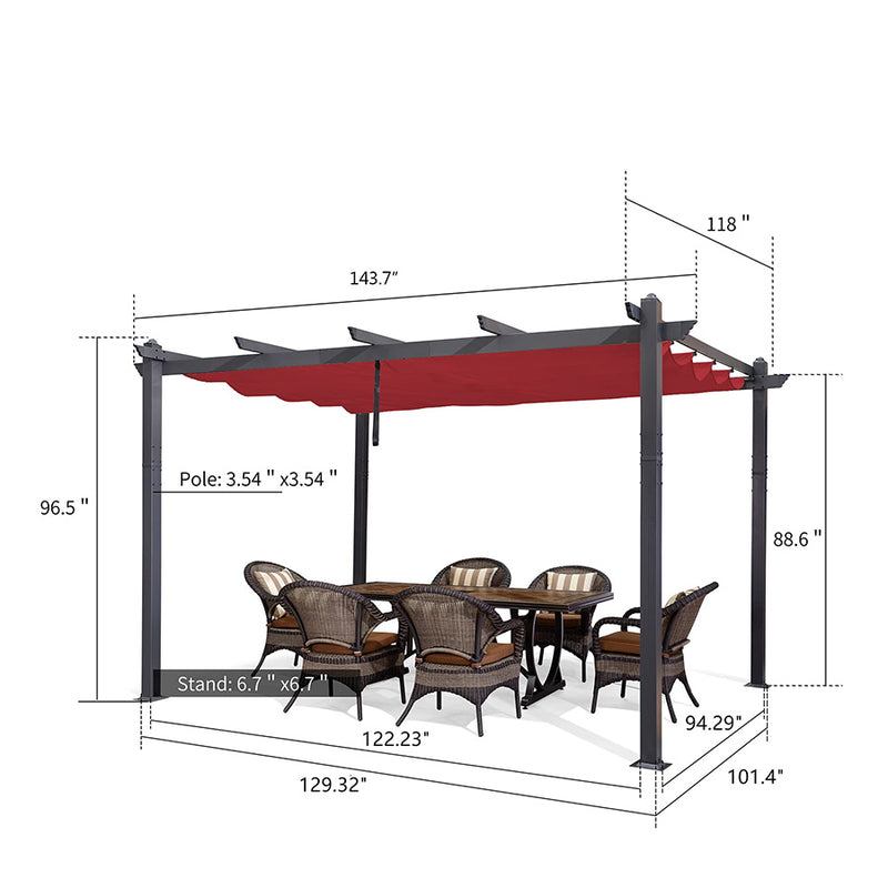 PURPLE LEAF Outdoor Retractable Pergola Patio Shelter for Garden Porch Beach Pavilion Grill Gazebo - Purpleleaf Canada